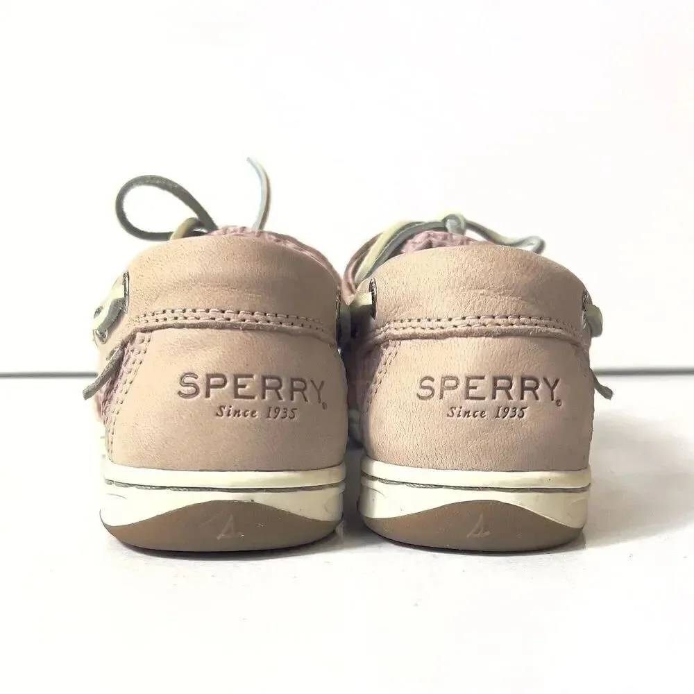 Sperry Top-Sider Baby Pink Fabric/Leather Womens Sz 6.5 M Loafer Boat Shoes Flat